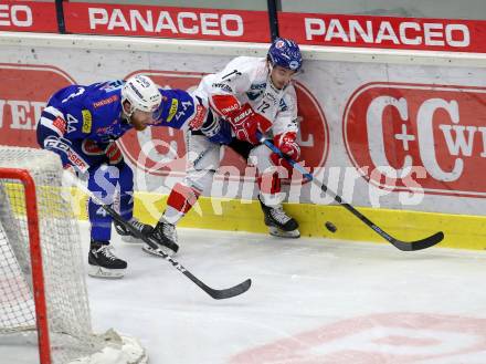 EBEL. Eishockey Bundesliga. EC VSV gegen HC TWK Innsbruck.  Fraser Jamie (VSV), Wachter Daniel (Innsbruck). Villach, am 25.1.2019
Foto: Kuess 


---
pressefotos, pressefotografie, kuess, qs, qspictures, sport, bild, bilder, bilddatenbank