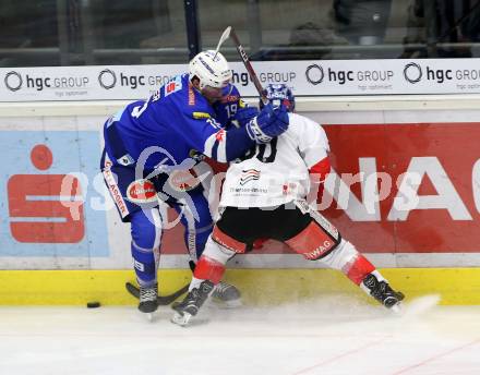 EBEL. Eishockey Bundesliga. EC VSV gegen HC TWK Innsbruck. Bacher Stefan  (VSV), Lamoureux Mario (Innsbruck). Villach, am 25.1.2019.
Foto: Kuess 


---
pressefotos, pressefotografie, kuess, qs, qspictures, sport, bild, bilder, bilddatenbank