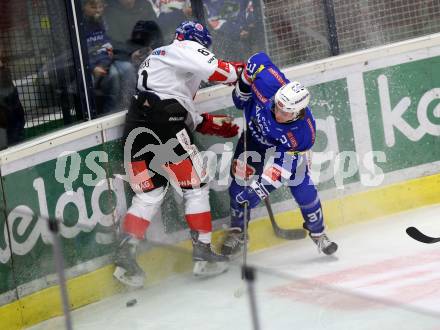EBEL. Eishockey Bundesliga. EC VSV gegen HC TWK Innsbruck. Kromp Christof  (VSV), Ross Nicholas (Innsbruck). Villach, am 25.1.2019.
Foto: Kuess 


---
pressefotos, pressefotografie, kuess, qs, qspictures, sport, bild, bilder, bilddatenbank