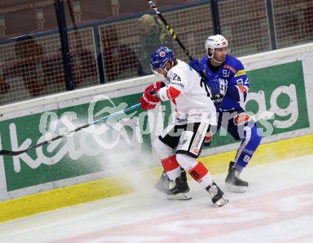 EBEL. Eishockey Bundesliga. EC VSV gegen HC TWK Innsbruck. Alderson Brandon  (VSV), Boivin Michael (Innsbruck). Villach, am 25.1.2019.
Foto: Kuess 


---
pressefotos, pressefotografie, kuess, qs, qspictures, sport, bild, bilder, bilddatenbank