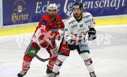 EBEL. Eishockey Bundesliga. KAC gegen	HC Orli Znojmo. Martin Schumnig,  (KAC), Charles Stretch (Znojmo). Klagenfurt, am 27.1.2019.
Foto: Kuess

---
pressefotos, pressefotografie, kuess, qs, qspictures, sport, bild, bilder, bilddatenbank