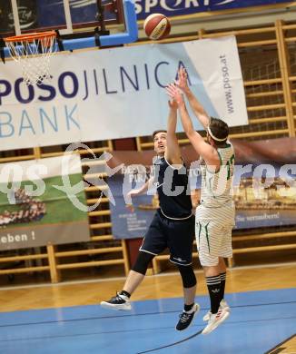 Basketball 2. Bundesliga. Grunddurchgang 16. Runde. KOS Celovec gegen   	BBC Nord Dragonz. Christian Erschen (KOS), Julian Thomas (BBC Nord Dragonz). Klagenfurt, am 27.1.2019.
Foto: Kuess
---
pressefotos, pressefotografie, kuess, qs, qspictures, sport, bild, bilder, bilddatenbank