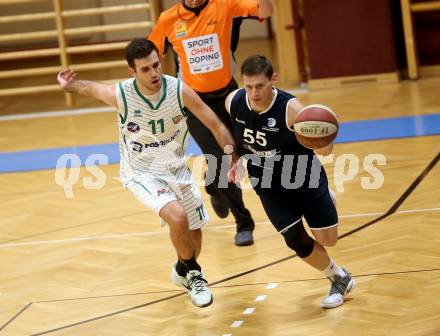 Basketball 2. Bundesliga. Grunddurchgang 16. Runde. KOS Celovec gegen   	BBC Nord Dragonz. Toman Feinig (KOS), Dragisa Najdanovic (BBC Nord Dragonz). Klagenfurt, am 27.1.2019.
Foto: Kuess
---
pressefotos, pressefotografie, kuess, qs, qspictures, sport, bild, bilder, bilddatenbank