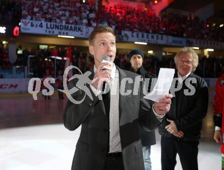 EBEL. Eishockey Bundesliga. KAC gegen	HC Orli Znojmo. Ehrung Jamie Lundmark.  Jamie Lundmark. Klagenfurt, am 27.1.2019.
Foto: Kuess
Foto: Kuess

---
pressefotos, pressefotografie, kuess, qs, qspictures, sport, bild, bilder, bilddatenbank