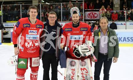 EBEL. Eishockey Bundesliga. KAC gegen	HC Orli Znojmo. Nicholas Eric Petersen, Spieler des Abends Lars Haugen (KAC). Klagenfurt, am 27.1.2019.
Foto: Kuess

---
pressefotos, pressefotografie, kuess, qs, qspictures, sport, bild, bilder, bilddatenbank