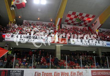 EBEL. Eishockey Bundesliga. KAC gegen	HC Orli Znojmo.  Ehrung Jamie Lundmark. Fans.  Klagenfurt, am 27.1.2019.
Foto: Kuess

---
pressefotos, pressefotografie, kuess, qs, qspictures, sport, bild, bilder, bilddatenbank