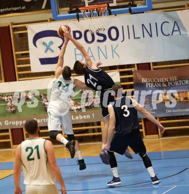 Basketball 2. Bundesliga. Grunddurchgang 16. Runde. KOS Celovec gegen   	BBC Nord Dragonz. Lovro Fizuleto (KOS), Lukas Knor (BBC Nord Dragonz). Klagenfurt, am 27.1.2019.
Foto: Kuess
---
pressefotos, pressefotografie, kuess, qs, qspictures, sport, bild, bilder, bilddatenbank