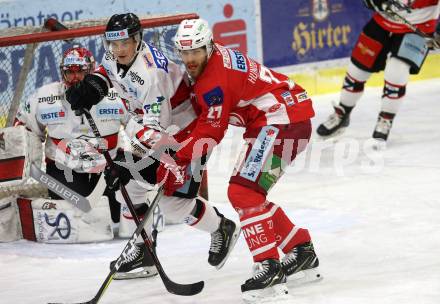 EBEL. Eishockey Bundesliga. KAC gegen	HC Orli Znojmo. Thomas Hundertpfund,  (KAC), Jan Bulin (Znojmo). Klagenfurt, am 27.1.2019.
Foto: Kuess

---
pressefotos, pressefotografie, kuess, qs, qspictures, sport, bild, bilder, bilddatenbank