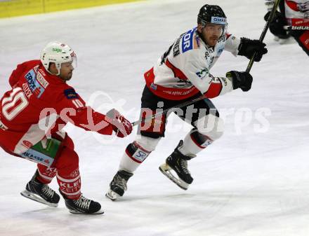 EBEL. Eishockey Bundesliga. KAC gegen	HC Orli Znojmo. Andrew Jacob Kozek,  (KAC), Patrik Parkkonen (Znojmo). Klagenfurt, am 27.1.2019.
Foto: Kuess

---
pressefotos, pressefotografie, kuess, qs, qspictures, sport, bild, bilder, bilddatenbank