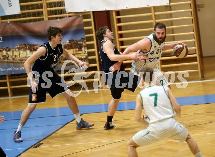 Basketball 2. Bundesliga. Grunddurchgang 16. Runde. KOS Celovec gegen   	BBC Nord Dragonz. Jaka Stemberger (KOS), Ognjen Drljaca, Lukas Knor (BBC Nord Dragonz). Klagenfurt, am 27.1.2019.
Foto: Kuess
---
pressefotos, pressefotografie, kuess, qs, qspictures, sport, bild, bilder, bilddatenbank