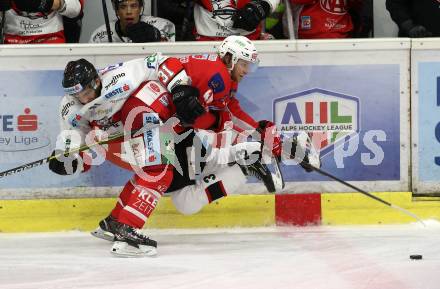 EBEL. Eishockey Bundesliga. KAC gegen	HC Orli Znojmo. Johannes Bischofberger, (KAC), Jakub Stehlik  (Znojmo). Klagenfurt, am 27.1.2019.
Foto: Kuess

---
pressefotos, pressefotografie, kuess, qs, qspictures, sport, bild, bilder, bilddatenbank