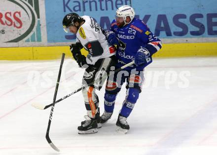 EBEL. Eishockey Bundesliga. EC VSV gegen Dornbirn Bulldogs. Markus Schlacher,  (VSV), Brendan O Donell  (Dornbirn). Villach, am 1.2.2019.
Foto: Kuess 


---
pressefotos, pressefotografie, kuess, qs, qspictures, sport, bild, bilder, bilddatenbank
