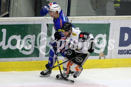EBEL. Eishockey Bundesliga. EC VSV gegen Dornbirn Bulldogs.  Felix Maxa,  (VSV), Brock Alexander Trotter (Dornbirn). Villach, am 1.2.2019.
Foto: Kuess 


---
pressefotos, pressefotografie, kuess, qs, qspictures, sport, bild, bilder, bilddatenbank