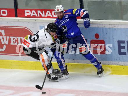 EBEL. Eishockey Bundesliga. EC VSV gegen Dornbirn Bulldogs.  Bernd Wolf, (VSV),  Lucas Haberl (Dornbirn). Villach, am 1.2.2019.
Foto: Kuess 


---
pressefotos, pressefotografie, kuess, qs, qspictures, sport, bild, bilder, bilddatenbank