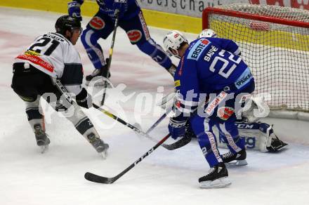 EBEL. Eishockey Bundesliga. EC VSV gegen Dornbirn Bulldogs.  Yann Sauve,  (VSV), Brodie Reid (Dornbirn). Villach, am 1.2.2019.
Foto: Kuess 


---
pressefotos, pressefotografie, kuess, qs, qspictures, sport, bild, bilder, bilddatenbank