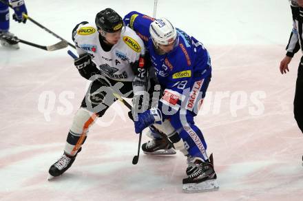 EBEL. Eishockey Bundesliga. EC VSV gegen Dornbirn Bulldogs.  Patrick Stueckler,  (VSV), Stefan Haeussle (Dornbirn). Villach, am 1.2.2019.
Foto: Kuess 


---
pressefotos, pressefotografie, kuess, qs, qspictures, sport, bild, bilder, bilddatenbank