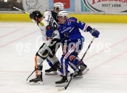 EBEL. Eishockey Bundesliga. EC VSV gegen Dornbirn Bulldogs. Alexander Lahoda,   (VSV), Brodie Dupont (Dornbirn). Villach, am 1.2.2019.
Foto: Kuess 


---
pressefotos, pressefotografie, kuess, qs, qspictures, sport, bild, bilder, bilddatenbank