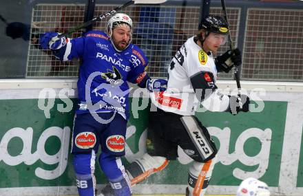 EBEL. Eishockey Bundesliga. EC VSV gegen Dornbirn Bulldogs.  Jerry Pollastrone, (VSV), Reid Colin McNeill  (Dornbirn). Villach, am 1.2.2019.
Foto: Kuess 


---
pressefotos, pressefotografie, kuess, qs, qspictures, sport, bild, bilder, bilddatenbank