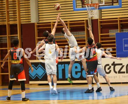 Basketball 2. Bundesliga. Grunddurchgang 17. Runde. Woerthersee Piraten gegen UBC St. Poelten.  Sebastian Schaal, Matic Sirnik, Jan-Arne Apschner (Woerthersee Piraten), Benjamin Rueckert, Nico Kaltenbrunner (St. Poelten). Klagenfurt, am 2.2.2019.
Foto: Kuess
---
pressefotos, pressefotografie, kuess, qs, qspictures, sport, bild, bilder, bilddatenbank