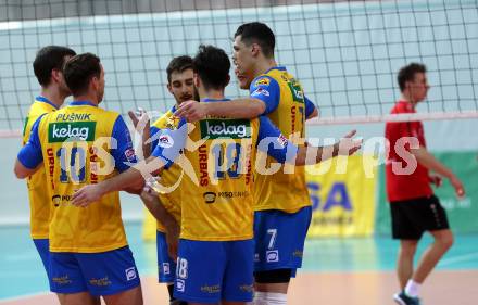 AVL. Volleyball Bundesliga. VBK Woerthersee Loewen Klagenfurt gegen SK Posojilnica Aich/Dob.  Jubel (Aich/Dob). Klagenfurt, am 2.2.2019.
Foto: Kuess
---
pressefotos, pressefotografie, kuess, qs, qspictures, sport, bild, bilder, bilddatenbank