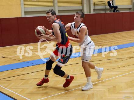 Basketball 2. Bundesliga. Grunddurchgang 17. Runde. Woerthersee Piraten gegen UBC St. Poelten. Elvis Keric  (Woerthersee Piraten), Martin Speiser (St. Poelten). Klagenfurt, am 2.2.2019.
Foto: Kuess
---
pressefotos, pressefotografie, kuess, qs, qspictures, sport, bild, bilder, bilddatenbank
