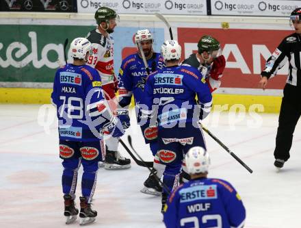 EBEL. Eishockey Bundesliga. EC VSV gegen HCB Suedtirol Alperia.  Torjubel Felix Maxa, Jerry Pollastrone, Patrick Stueckler (VSV). Villach, am 3.2.2019.
Foto: Kuess 


---
pressefotos, pressefotografie, kuess, qs, qspictures, sport, bild, bilder, bilddatenbank