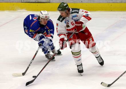 EBEL. Eishockey Bundesliga. EC VSV gegen HCB Suedtirol Alperia. Christof Kromp,   (VSV), Michael Blunden (Bozen). Villach, am 3.2.2019.
Foto: Kuess 


---
pressefotos, pressefotografie, kuess, qs, qspictures, sport, bild, bilder, bilddatenbank