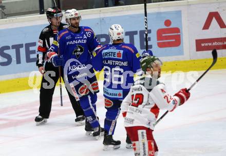 EBEL. Eishockey Bundesliga. EC VSV gegen HCB Suedtirol Alperia. Torjubel MacGregor Sharp, Jerry Pollastrone  (VSV). Villach, am 3.2.2019.
Foto: Kuess 


---
pressefotos, pressefotografie, kuess, qs, qspictures, sport, bild, bilder, bilddatenbank