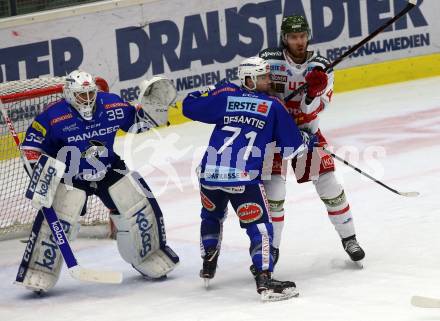 EBEL. Eishockey Bundesliga. EC VSV gegen HCB Suedtirol Alperia. Dan Bakala, Jason Desantis,  (VSV), Andrew Crescenzi  (Bozen). Villach, am 3.2.2019.
Foto: Kuess 


---
pressefotos, pressefotografie, kuess, qs, qspictures, sport, bild, bilder, bilddatenbank