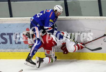 EBEL. Eishockey Bundesliga. EC VSV gegen HCB Suedtirol Alperia. Brandon Alderson,   (VSV), Matthew MacKenzie (Bozen). Villach, am 3.2.2019.
Foto: Kuess 


---
pressefotos, pressefotografie, kuess, qs, qspictures, sport, bild, bilder, bilddatenbank
