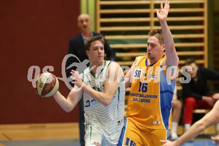 Basketball 2. Bundesliga. Grunddurchgang 18. Runde. KOS Celovec gegen   	BBU Salzburg. Lovro Fizuleto,  (KOS), Christian Joch (Salzburg). Klagenfurt, am 9.2.2019.
Foto: Kuess
---
pressefotos, pressefotografie, kuess, qs, qspictures, sport, bild, bilder, bilddatenbank