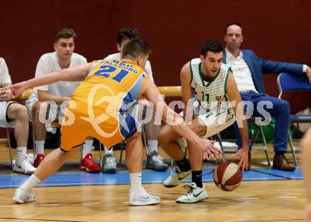 Basketball 2. Bundesliga. Grunddurchgang 18. Runde. KOS Celovec gegen   	BBU Salzburg. Toman Feinig, (KOS), Mladen Perak  (Salzburg). Klagenfurt, am 9.2.2019.
Foto: Kuess
---
pressefotos, pressefotografie, kuess, qs, qspictures, sport, bild, bilder, bilddatenbank