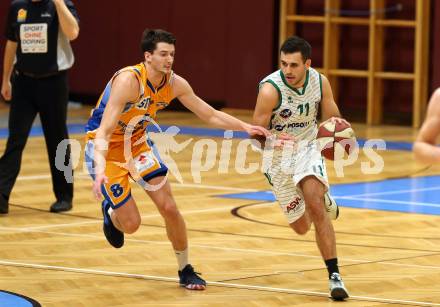 Basketball 2. Bundesliga. Grunddurchgang 18. Runde. KOS Celovec gegen   	BBU Salzburg. Toman Feinig,  (KOS), Dusan Oluic (Salzburg). Klagenfurt, am 9.2.2019.
Foto: Kuess
---
pressefotos, pressefotografie, kuess, qs, qspictures, sport, bild, bilder, bilddatenbank