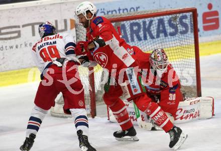 EBEL. Eishockey Bundesliga. KAC gegen	EC Red Bull Salzburg. David Joseph Fischer, Lars Haugen,  (KAC), Florian Baltram (Salzburg). Klagenfurt, am 12.2.2019.
Foto: Kuess

---
pressefotos, pressefotografie, kuess, qs, qspictures, sport, bild, bilder, bilddatenbank