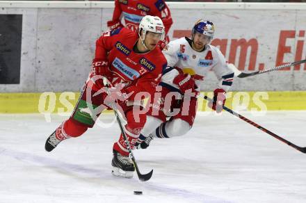 EBEL. Eishockey Bundesliga. KAC gegen	EC Red Bull Salzburg. Thomas Hundertpfund,  (KAC), Ryan Duncan (Salzburg). Klagenfurt, am 12.2.2019.
Foto: Kuess

---
pressefotos, pressefotografie, kuess, qs, qspictures, sport, bild, bilder, bilddatenbank