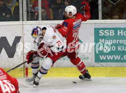 EBEL. Eishockey Bundesliga. KAC gegen	EC Red Bull Salzburg. Martin Schumnig,  (KAC), Brant Harris (Salzburg). Klagenfurt, am 12.2.2019.
Foto: Kuess

---
pressefotos, pressefotografie, kuess, qs, qspictures, sport, bild, bilder, bilddatenbank