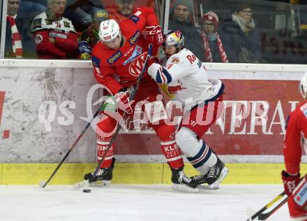 EBEL. Eishockey Bundesliga. KAC gegen	EC Red Bull Salzburg. Nicholas Eric Petersen,  (KAC), Daniel Jakubitzka (Salzburg). Klagenfurt, am 12.2.2019.
Foto: Kuess

---
pressefotos, pressefotografie, kuess, qs, qspictures, sport, bild, bilder, bilddatenbank