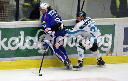EBEL. Eishockey Bundesliga. EC VSV gegen EHC Liwest Black Wings Linz.   Kevin Szabad,  (VSV), Moritz Matzka (Linz). Villach, am 14.2.2019.
Foto: Kuess 


---
pressefotos, pressefotografie, kuess, qs, qspictures, sport, bild, bilder, bilddatenbank