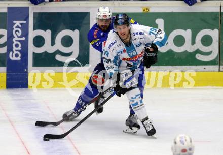 EBEL. Eishockey Bundesliga. EC VSV gegen EHC Liwest Black Wings Linz.   Matthew Pelech,  (VSV), Mathieu Carle (Linz). Villach, am 14.2.2019.
Foto: Kuess 


---
pressefotos, pressefotografie, kuess, qs, qspictures, sport, bild, bilder, bilddatenbank