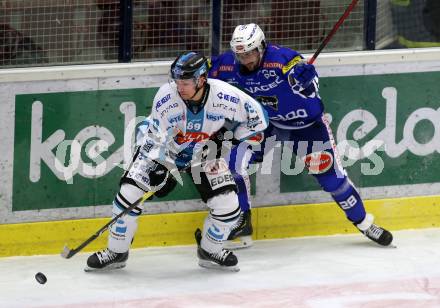 EBEL. Eishockey Bundesliga. EC VSV gegen EHC Liwest Black Wings Linz.   Johann Lars Olof Eriksson,  (VSV), Marco Brucker (Linz). Villach, am 14.2.2019.
Foto: Kuess 


---
pressefotos, pressefotografie, kuess, qs, qspictures, sport, bild, bilder, bilddatenbank