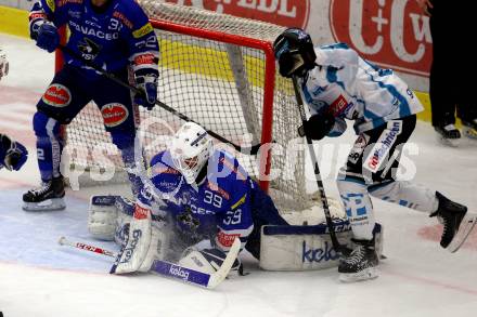 EBEL. Eishockey Bundesliga. EC VSV gegen EHC Liwest Black Wings Linz.   Dan Bakala,  (VSV), Dan Dasilva (Linz). Villach, am 14.2.2019.
Foto: Kuess 


---
pressefotos, pressefotografie, kuess, qs, qspictures, sport, bild, bilder, bilddatenbank