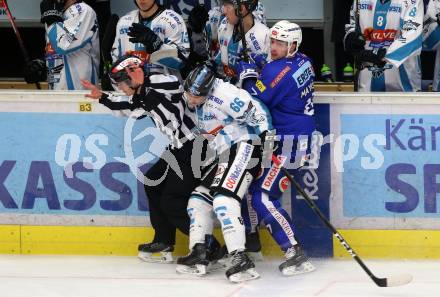 EBEL. Eishockey Bundesliga. EC VSV gegen EHC Liwest Black Wings Linz.   Felix Maxa,  (VSV), Stefan Gaffal (Linz). Villach, am 14.2.2019.
Foto: Kuess 


---
pressefotos, pressefotografie, kuess, qs, qspictures, sport, bild, bilder, bilddatenbank