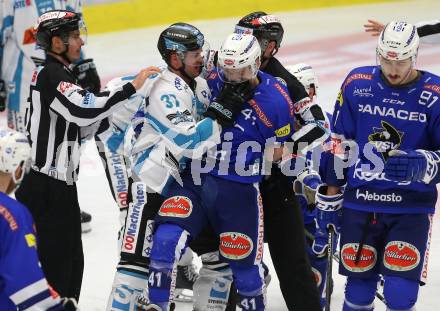 EBEL. Eishockey Bundesliga. EC VSV gegen EHC Liwest Black Wings Linz.   Alexander Lahoda, Adis Alagic,  (VSV), Andreas Kristler (Linz). Villach, am 14.2.2019.
Foto: Kuess 


---
pressefotos, pressefotografie, kuess, qs, qspictures, sport, bild, bilder, bilddatenbank