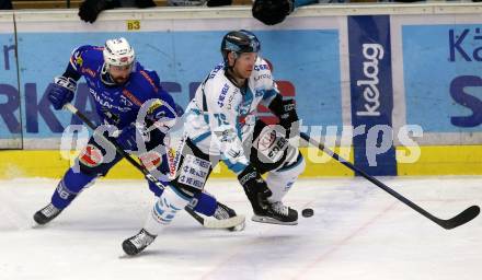 EBEL. Eishockey Bundesliga. EC VSV gegen EHC Liwest Black Wings Linz.   Jerry Pollastrone,  (VSV), Mathieu Carle (Linz). Villach, am 14.2.2019.
Foto: Kuess 


---
pressefotos, pressefotografie, kuess, qs, qspictures, sport, bild, bilder, bilddatenbank