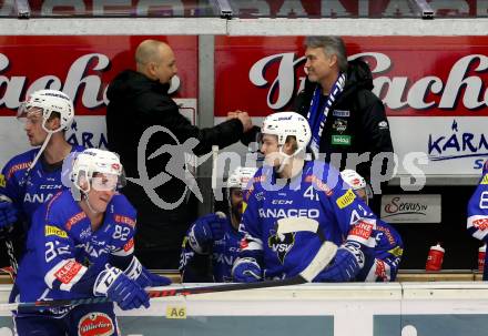 EBEL. Eishockey Bundesliga. EC VSV gegen EHC Liwest Black Wings Linz.   Trainer Gerhard Unterluggauer, Co-Trainer Ken Strong (VSV). Villach, am 14.2.2019.
Foto: Kuess 


---
pressefotos, pressefotografie, kuess, qs, qspictures, sport, bild, bilder, bilddatenbank