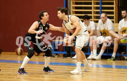 Basketball 2. Bundesliga. Grunddurchgang 19. Runde. Woerthersee Piraten gegen BK Mattersburg Rocks. Sebastian Schaal,  (Woerthersee Piraten),  Joey Vickery (Mattersburg). Klagenfurt, am 16.2.2019.
Foto: Kuess
---
pressefotos, pressefotografie, kuess, qs, qspictures, sport, bild, bilder, bilddatenbank