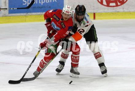 EBEL. Eishockey Bundesliga. KAC gegen	Moser Medical Graz99ers. Stefan Geier,  (KAC), Dwight King (Graz). Klagenfurt, am 22.2.2019.
Foto: Kuess

---
pressefotos, pressefotografie, kuess, qs, qspictures, sport, bild, bilder, bilddatenbank