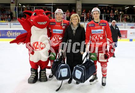 EBEL. Eishockey Bundesliga. KAC gegen	Moser Medical Graz99ers. Clemens Unterweger, Spieler des Abends Marco Richter (KAC). Klagenfurt, am 22.2.2019.
Foto: Kuess

---
pressefotos, pressefotografie, kuess, qs, qspictures, sport, bild, bilder, bilddatenbank