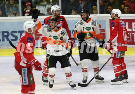 EBEL. Eishockey Bundesliga. KAC gegen	Moser Medical Graz99ers.  Torjubel Daniel Oberkofler  (Graz). Klagenfurt, am 22.2.2019.
Foto: Kuess

---
pressefotos, pressefotografie, kuess, qs, qspictures, sport, bild, bilder, bilddatenbank