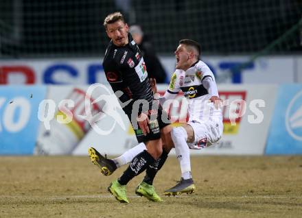 Fussball tipico Bundesliga. RZ Pellets WAC gegen CASHPOINT SCR Altach.  Christopher Wernitznig, (WAC), Emir Karic (Altach). Wolfsberg, am 23.2.2019.
Foto: Kuess

---
pressefotos, pressefotografie, kuess, qs, qspictures, sport, bild, bilder, bilddatenbank